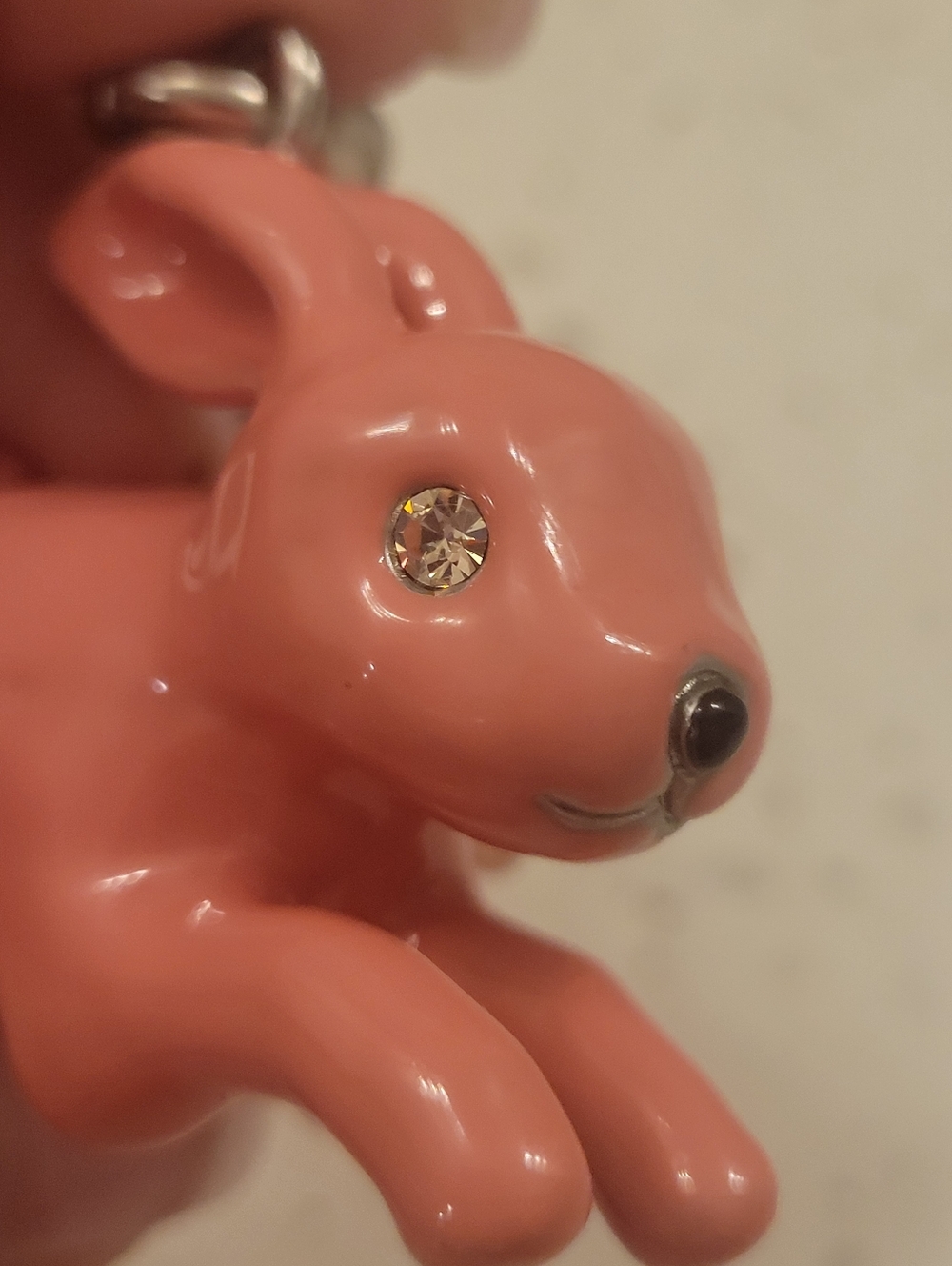 Coach Coral Pink Bunny Charm Key Charm with Crystal Eye - Picture 3 of 16
